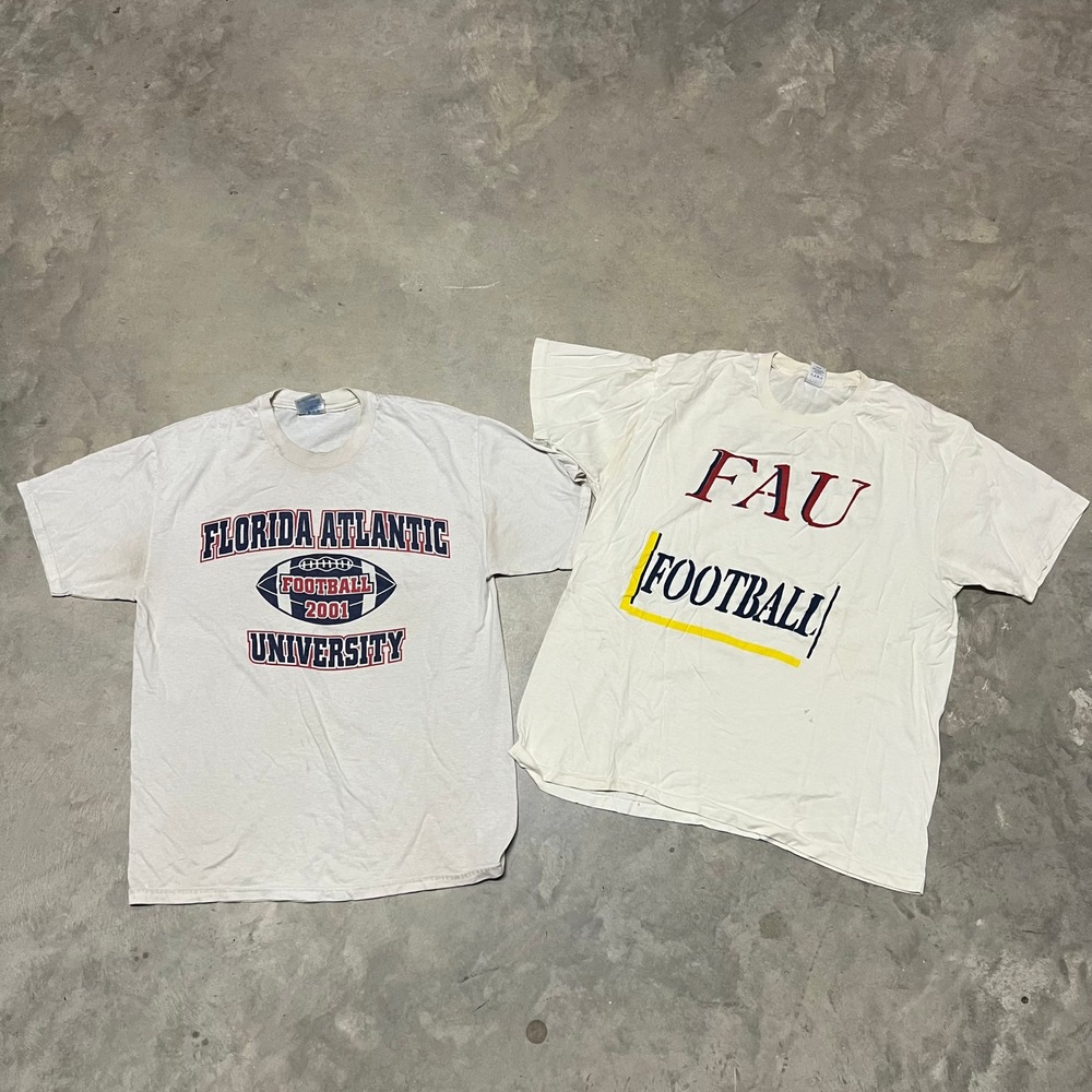 Vintage FAU Florida Atlantic University Football Lot of 2 Shirts 2001 Mens Large